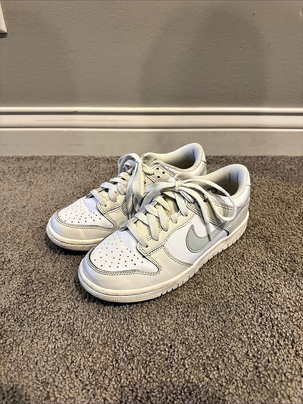 Nike Dunk Low Retro White Grey Low-Top Sneakers in White & Gray - Size 4